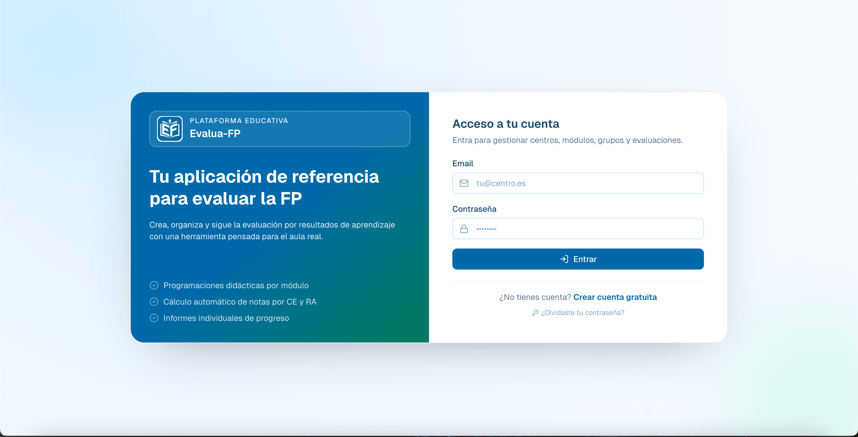 Pantalla de inicio de sesión