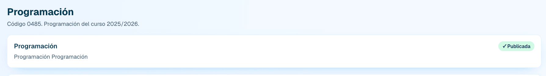 Botón Publicar y estado de la programación